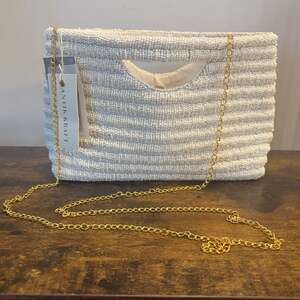 Antik Kraft Cream Beaded Crossbody Clutch Bag